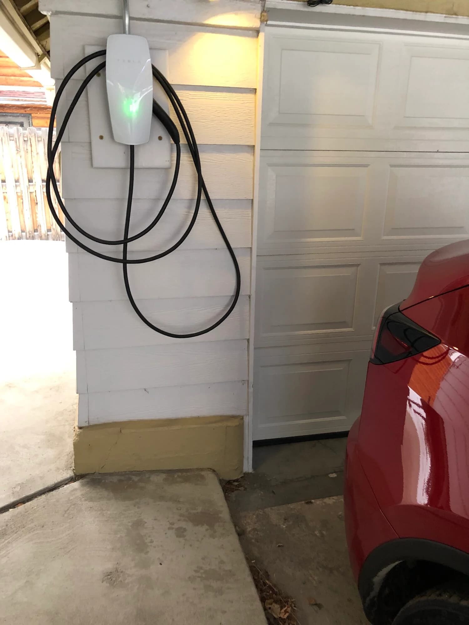 EV charger in a garage
